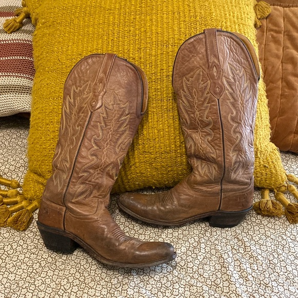 Old West Shoes - Moving Sale! Old West Genuine Leather Tall Brown Cowgirl Boots — Women’s 8